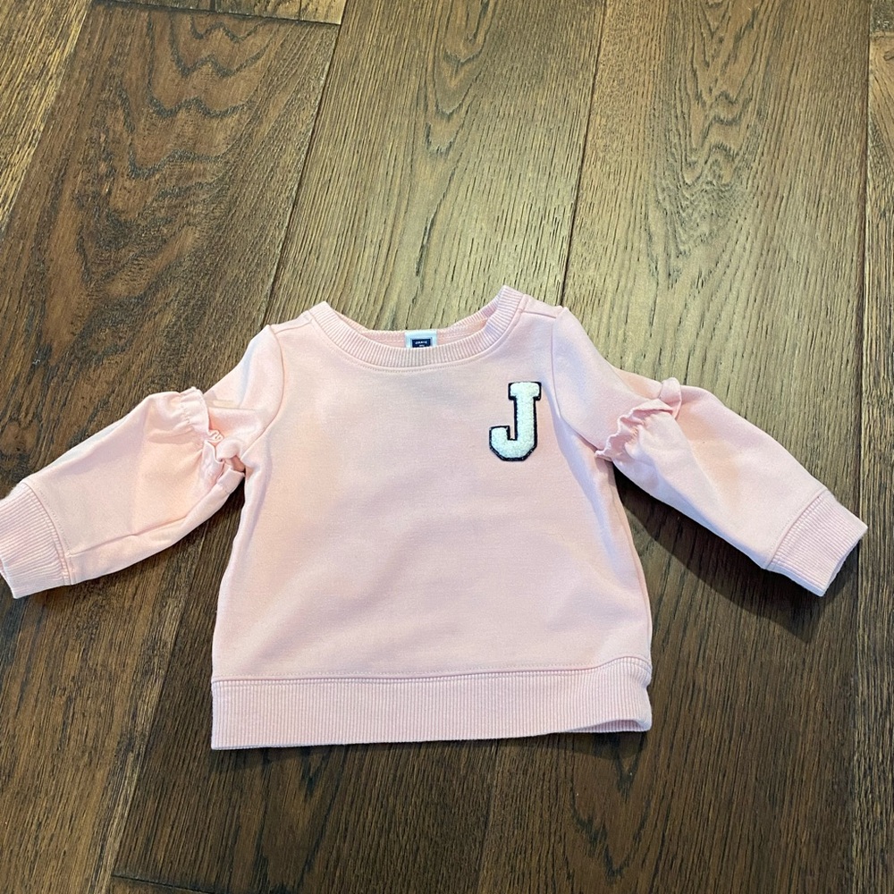 Janie and Jack Light Pink Sweatshirt with Ruffle Sleeves - Sz 6-12m